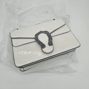 Crossbody Shoulder Purse - Faux Embossed Snakeskin Off-white Versatile New